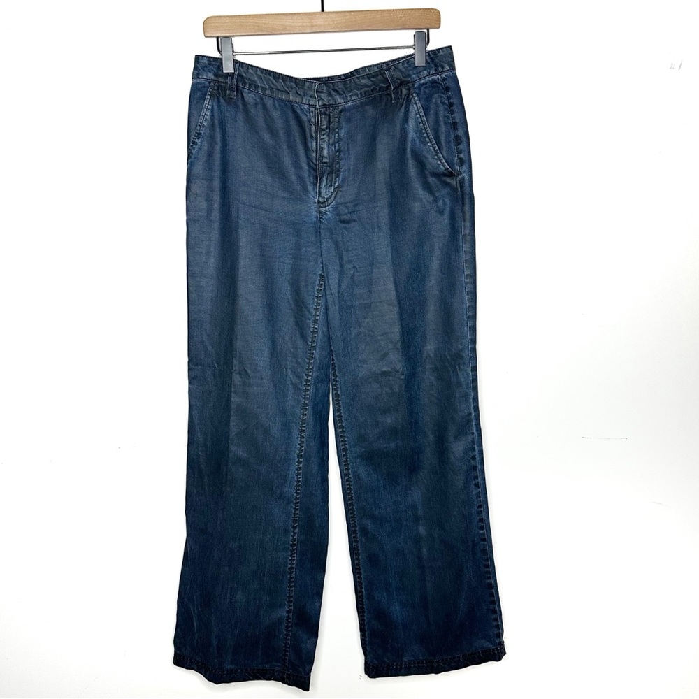 Marc Jacobs Women's Wide Leg Pants Size 8 Pockets Blue 100% Tencel